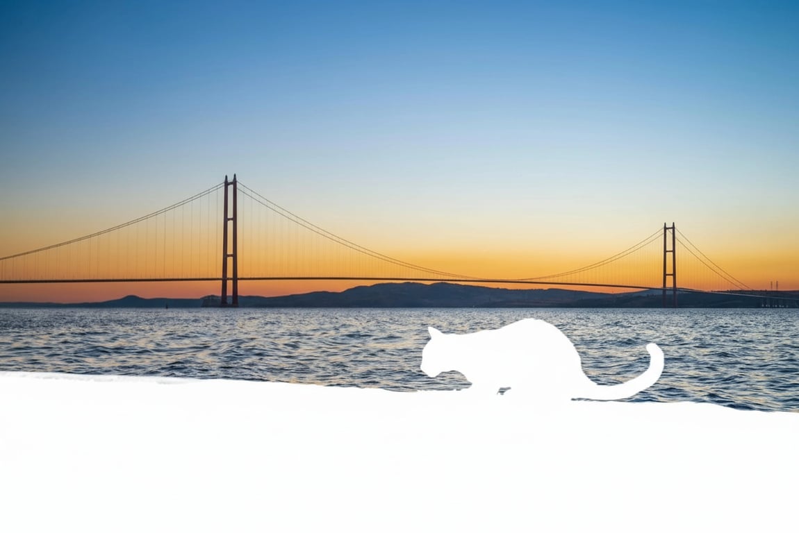 AI remove color from image after photo - same bridge image shown in grayscale cool tones