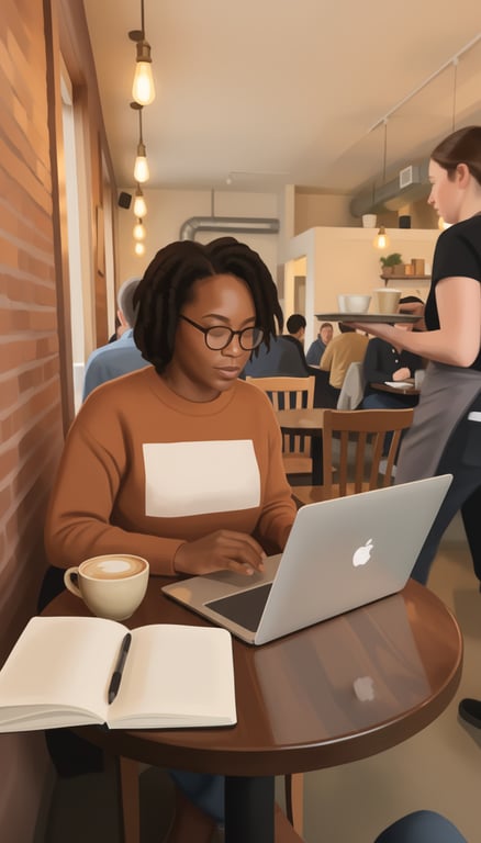 Convert the busy café scene in...