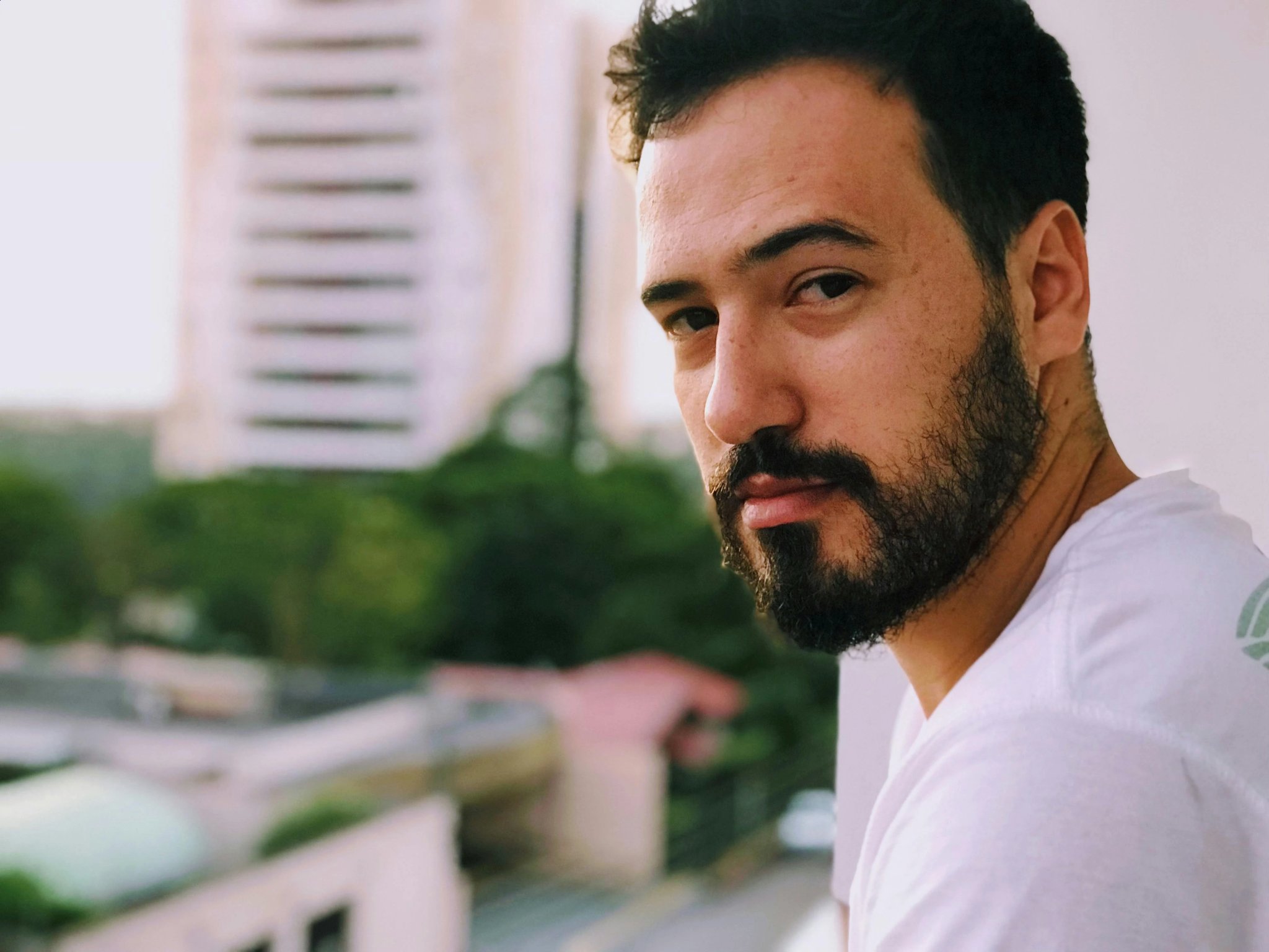 AI beard filter after transformation - man portrait with virtual beard style