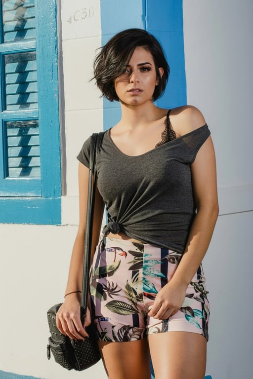 AI shorthair filter after photo - woman portrait with short pixie hair cut