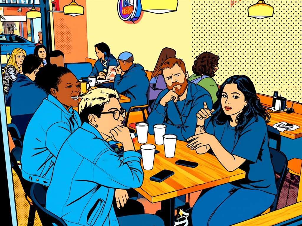 Transform this candid café gro...