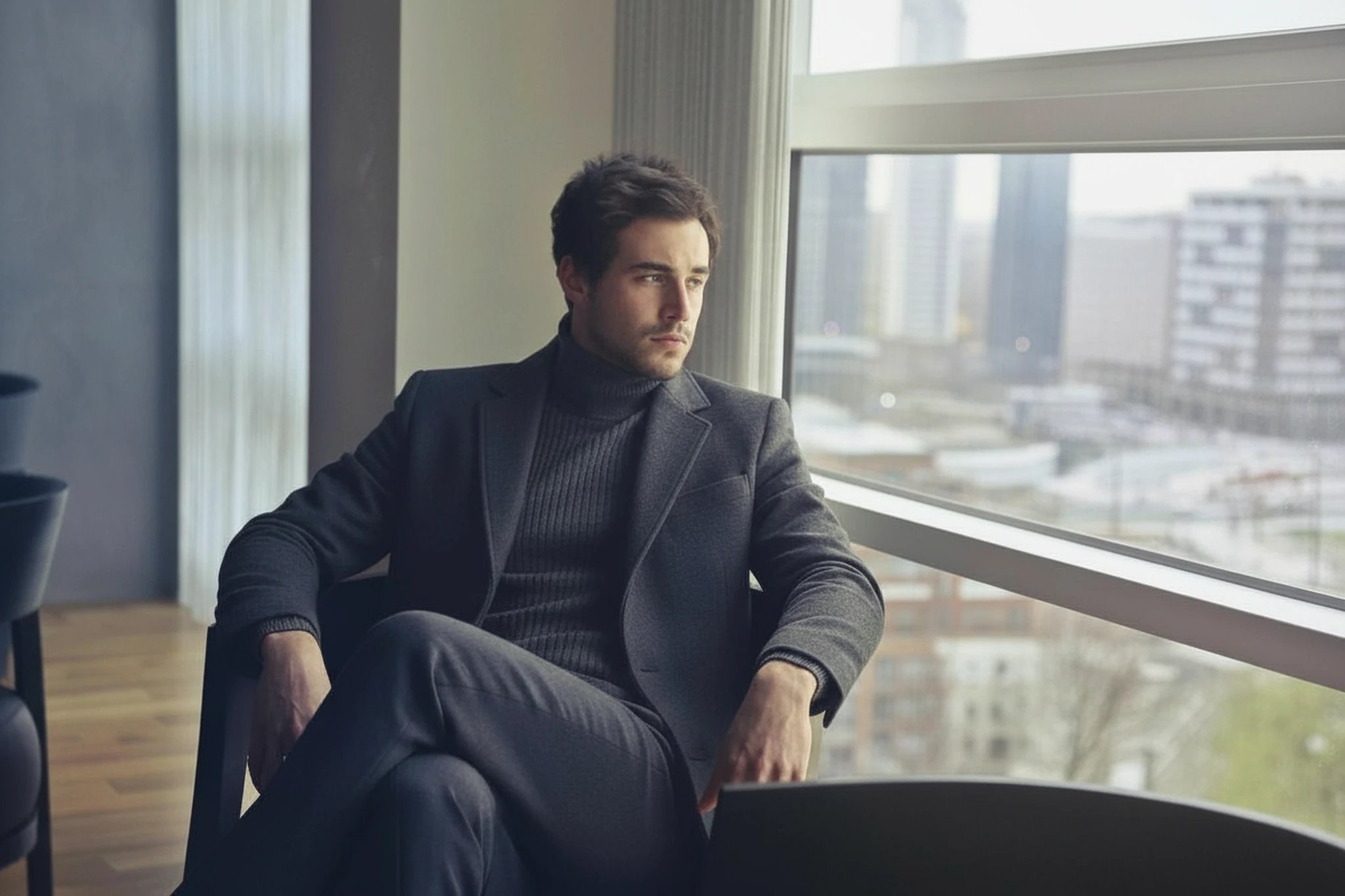 Chic Style filter before photo - portrait in loose streetwear with flat daylight