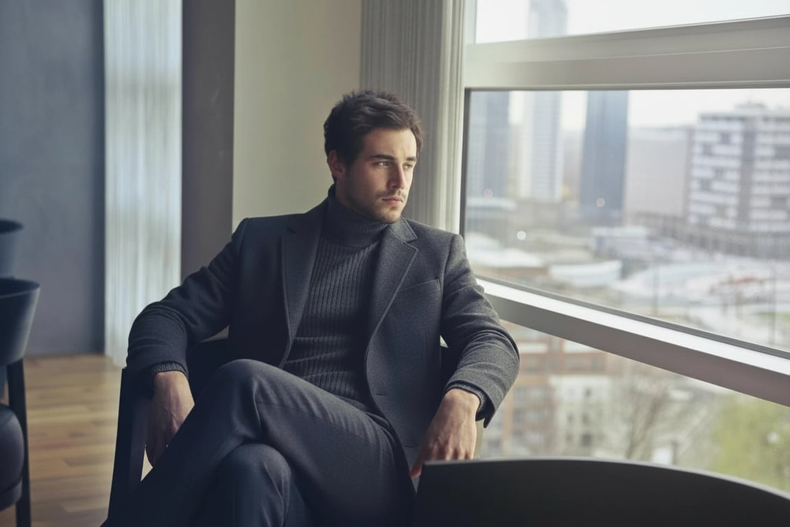 Chic Style filter before photo - portrait in loose streetwear with flat daylight