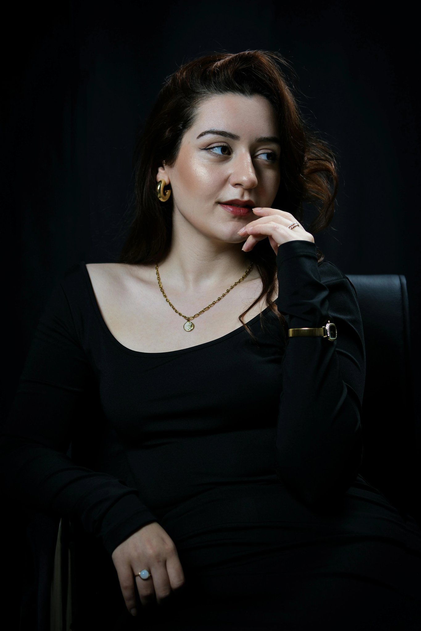 Party Clothes Ladies filter before photo - neutral portrait in women’s dress or separates with simple background