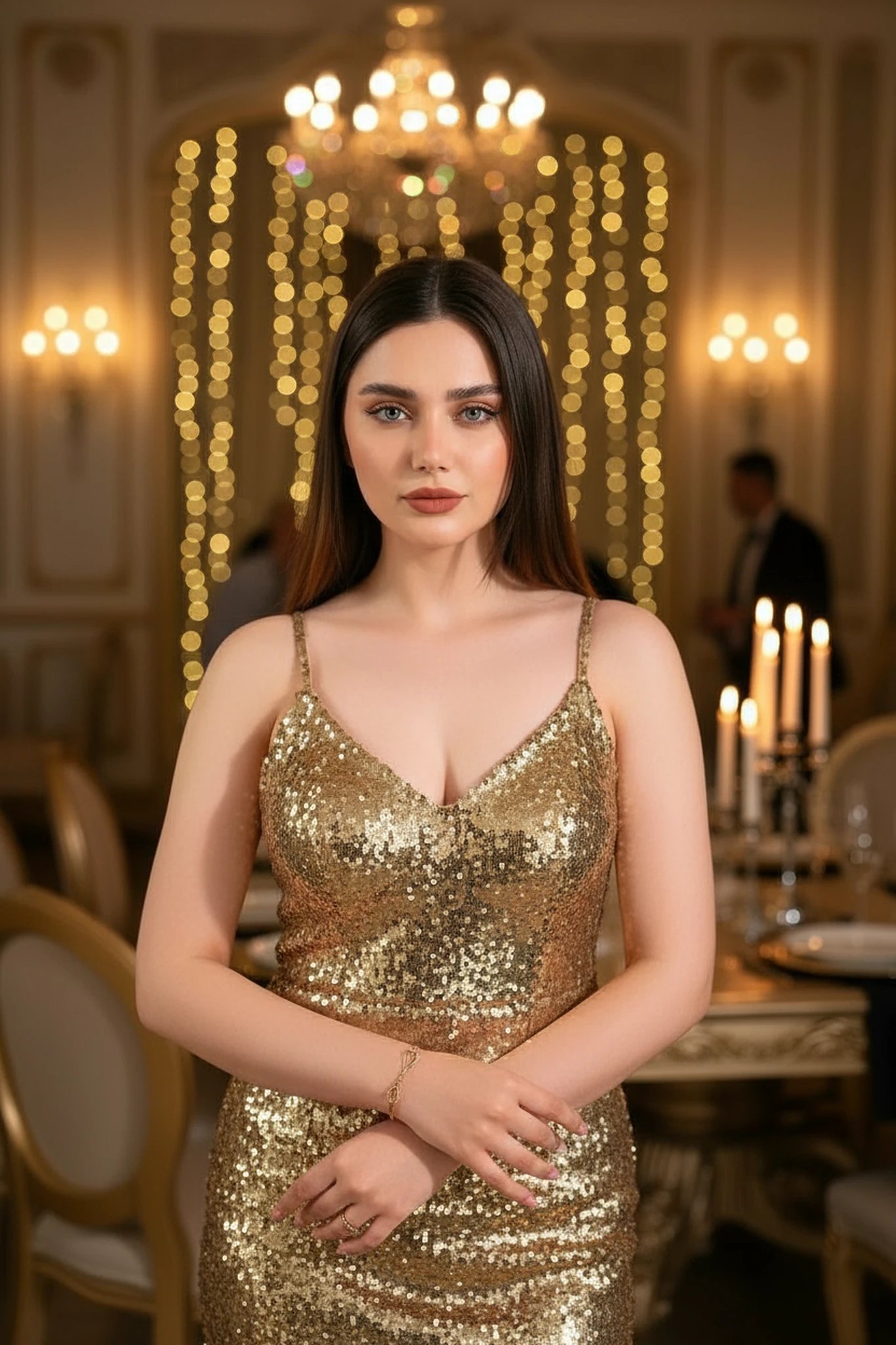 Gold Party Clothes user case - suitable for party invitations, festive visuals, and celebration-themed content