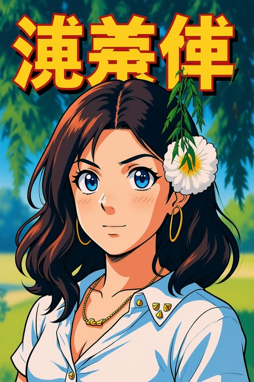 A group shot of characters filtered to look like a promotional poster for a 90s sports or tournament anime, each with unique hairstyles and poses, bold logo at the top.