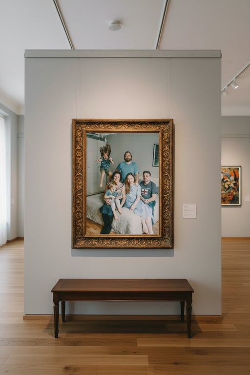 an image transformed by adding a balanced antique painting frame, maintaining artwork proportions, realistic material finish, and gallery-style presentation