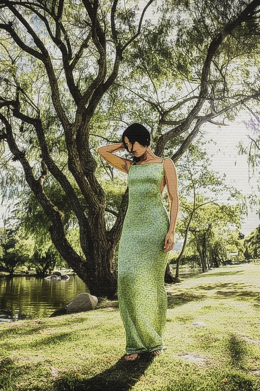 a portrait of a character, digital cel shading, sharp contrast between flat color zones, visible scan lines, paper texture background.