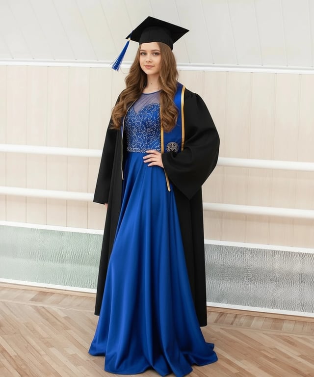 AI graduation photo filter after transformation - outdoor photo recreated as graduation day moment
