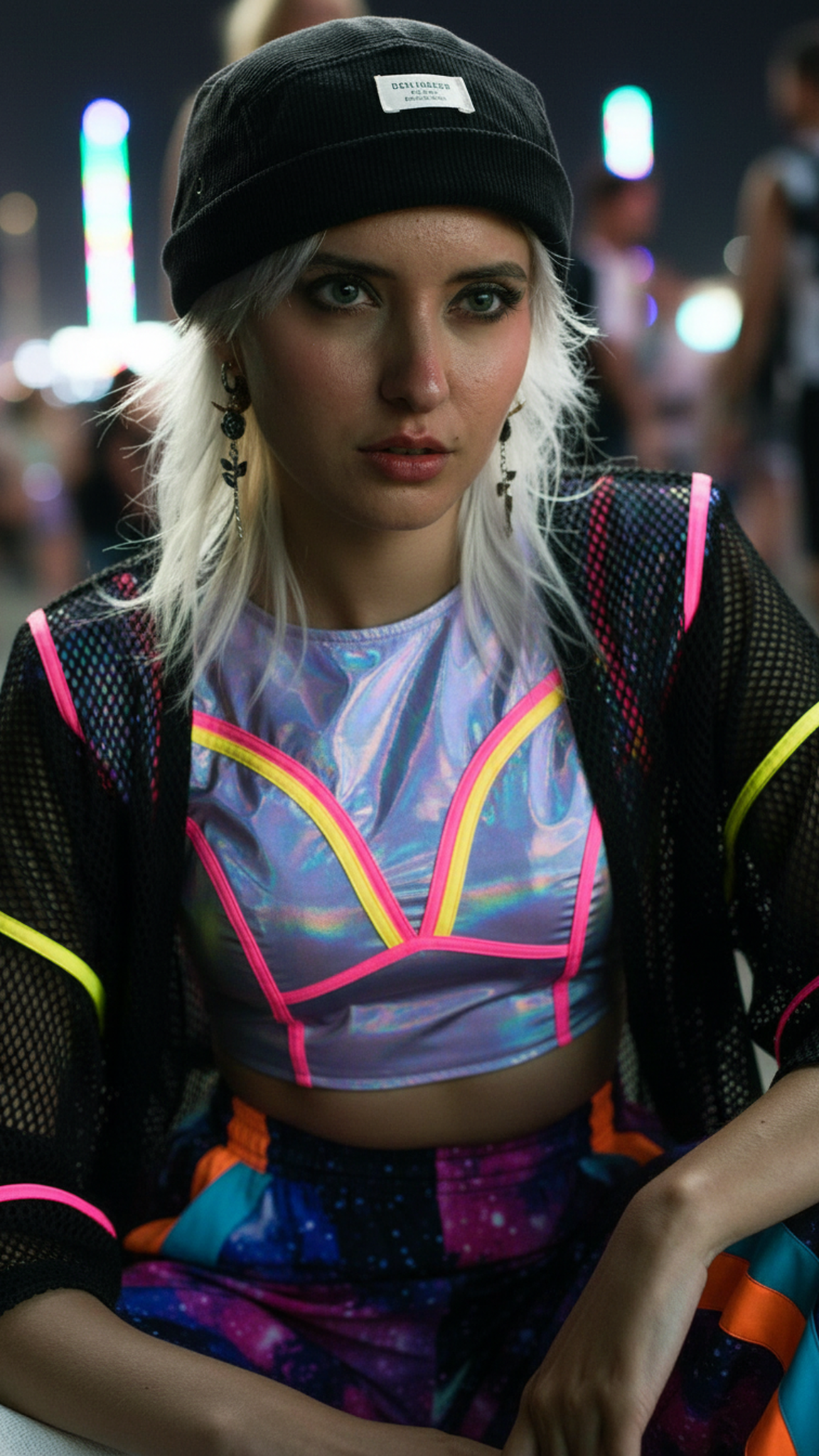 AI music festival outfits filter after transformation - image styled with boho and rave fashion