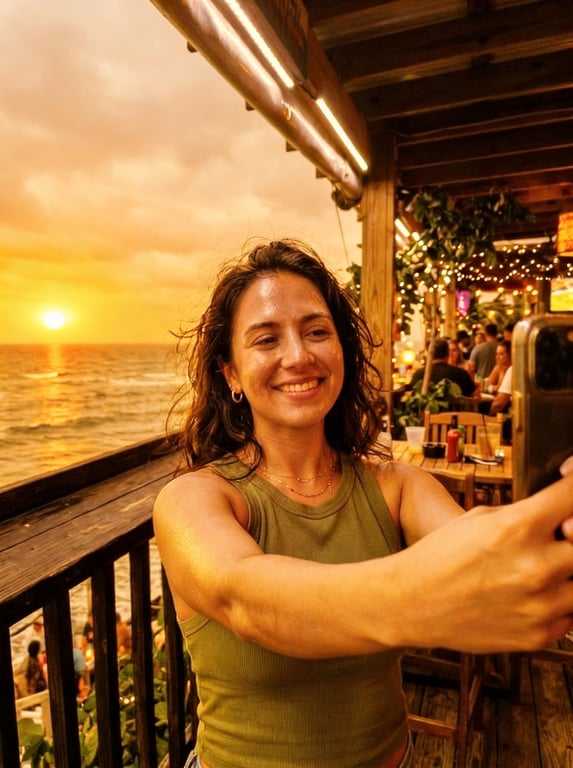 Convert this beach bar selfie ...