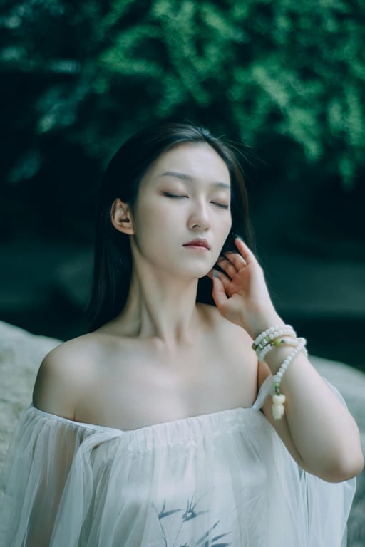 A universally acceptable AI photo ID of a woman, meeting common international size requirements, natural expression, perfect lighting symmetry, solid off-white background, for multi-purpose use.