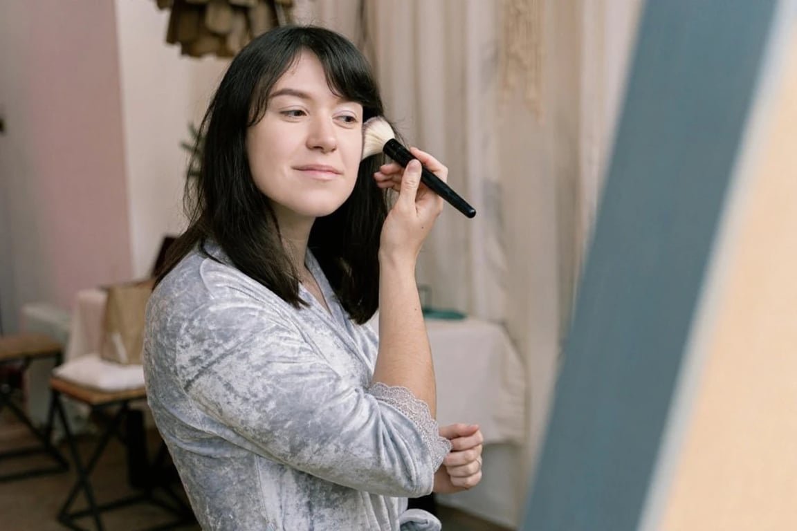 AI blemish remover after transformation - influencer photo with perfect clear skin