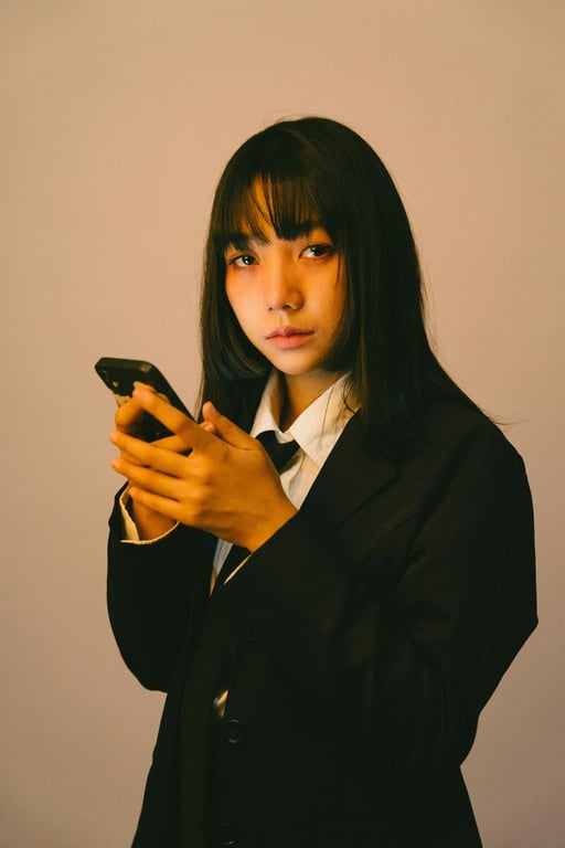 AI Curly hair filter before pic - woman with black long straight hair