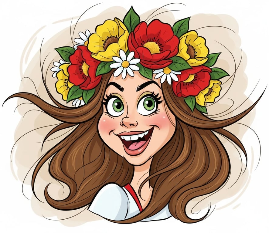 AI funny face filter after transformation - casual portrait with warped and stretched face