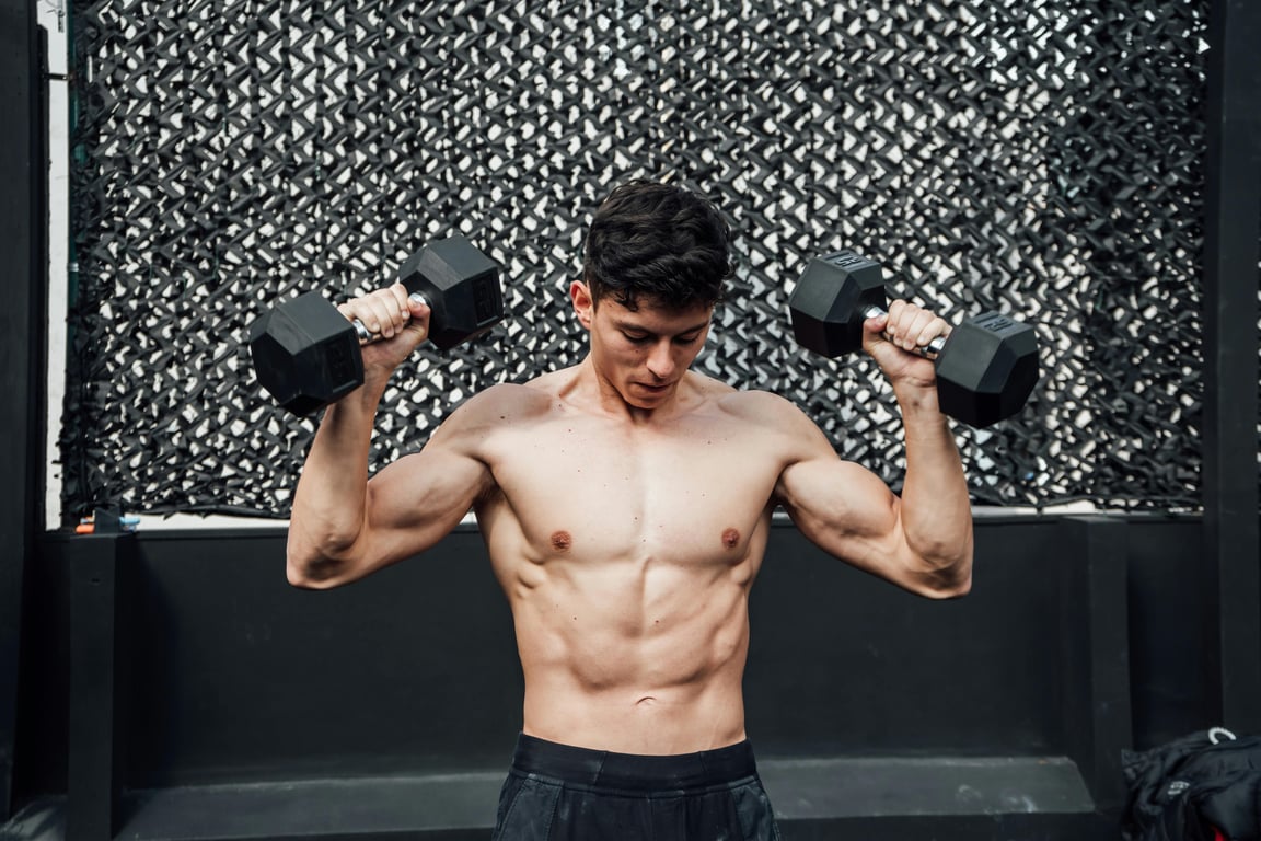 AI muscle enhancement filter after transformation - abs definition with visible six pack