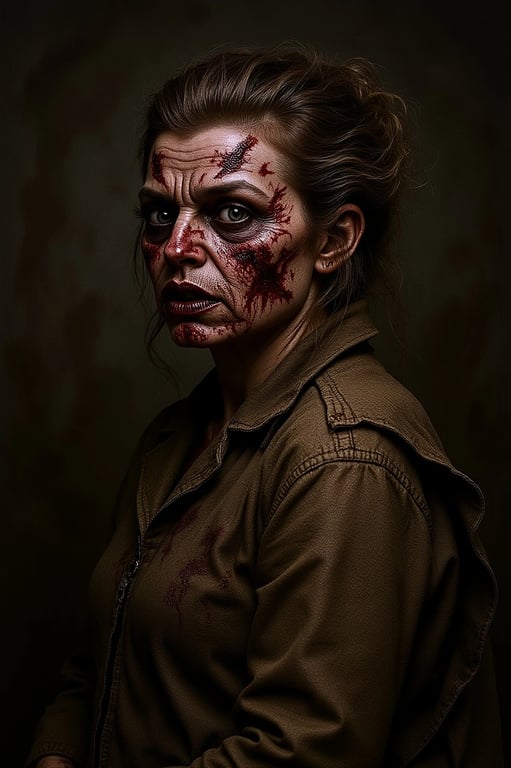 AI zombie filter after transformation - image turned into horror zombie artwork