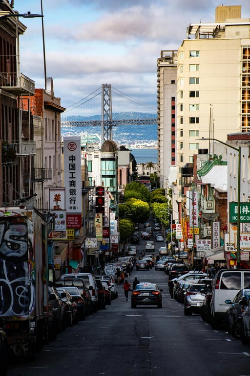 AI vintage filter before photo - street shot of Chinatown in San Francisco