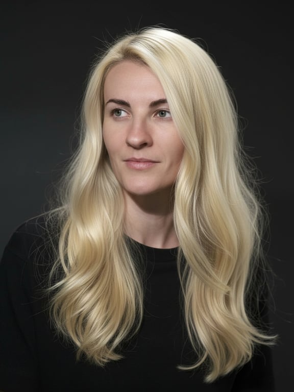 AI blonde hair filter after transformation - portrait with natural golden blonde hair