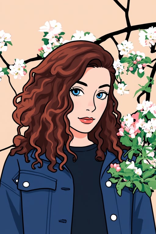 a portrait of a person reimagined as a stylized cartoon character with clean contours, slightly exaggerated facial features, simplified shading, harmonious color palette, and a modern cartoon illustration style