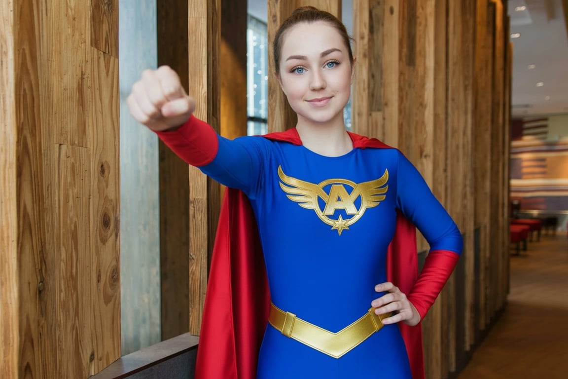 AI superhero generator after transformation - fashion portrait with cinematic hero lighting