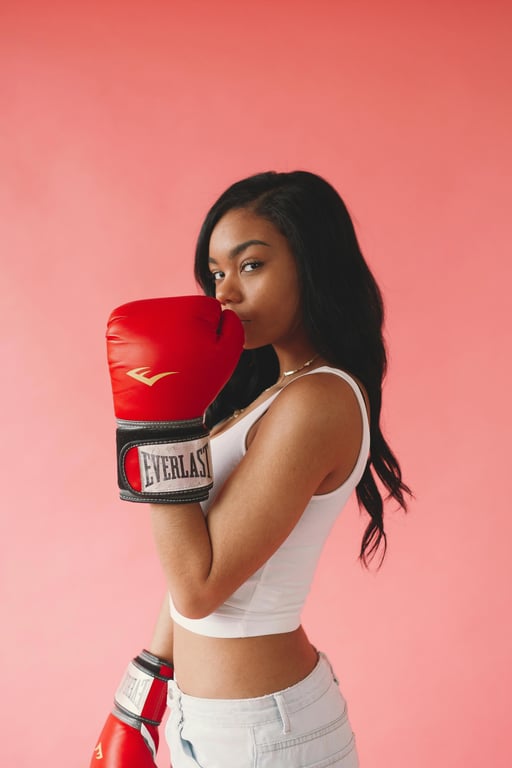 ai tattoo generator before pic - woman with boxing gloves