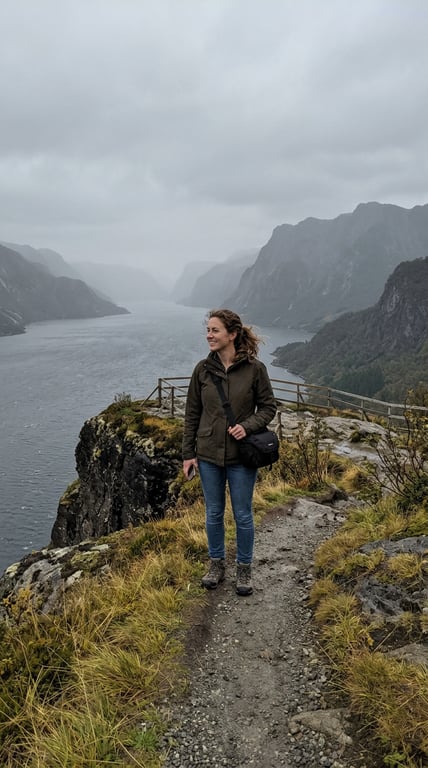 Elevate this cliffside fjord s...