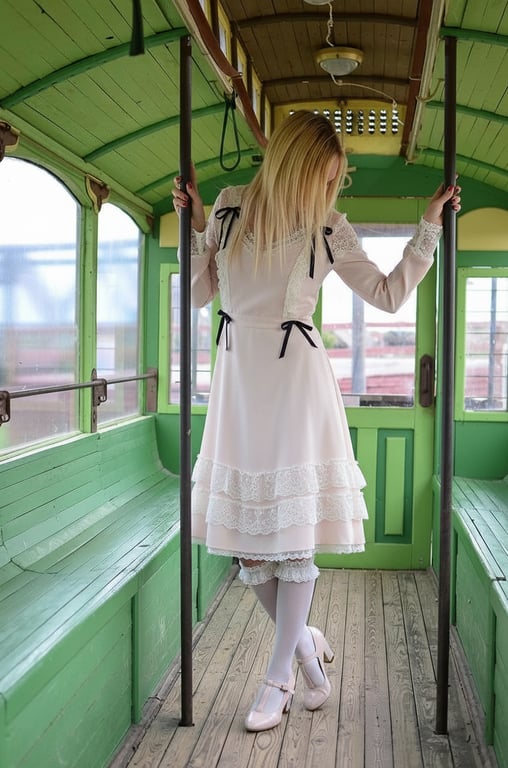 AI coquette outfits filter after transformation - outdoor photo transformed into romantic coquette scene