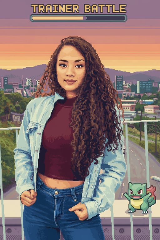 AI Pokémon trainer filter after transformation - casual portrait turned into colorful anime trainer scene