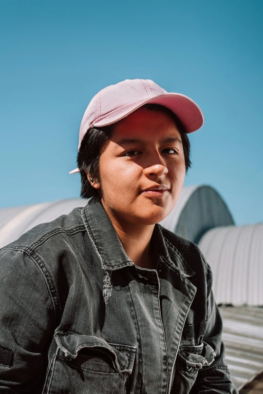 AI big eyes filter before photo - man portrait with a hat