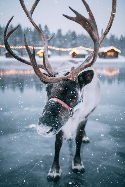 AI Christmas background free after photo - reindeer with Christmas background