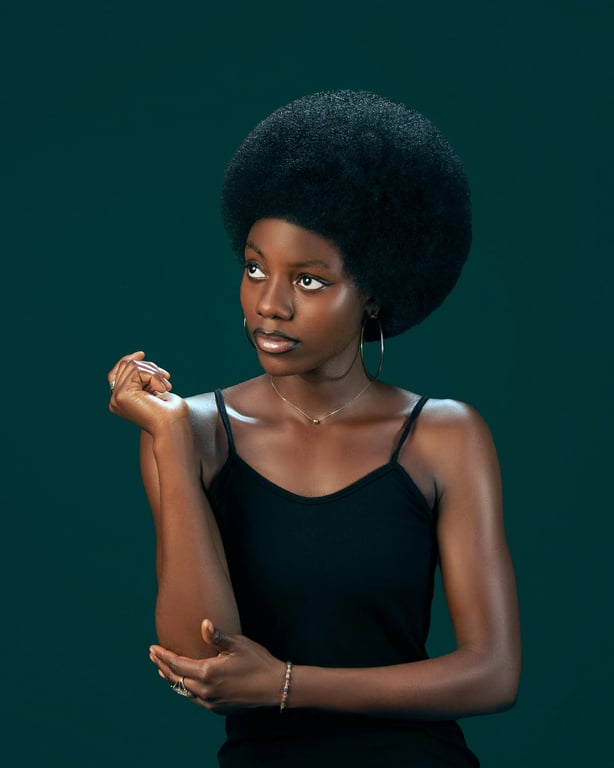 AI green screen remover before photo - young woman with dark hair wearing sleeveless top on green background