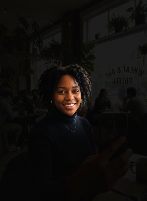Transform this bright café sel...