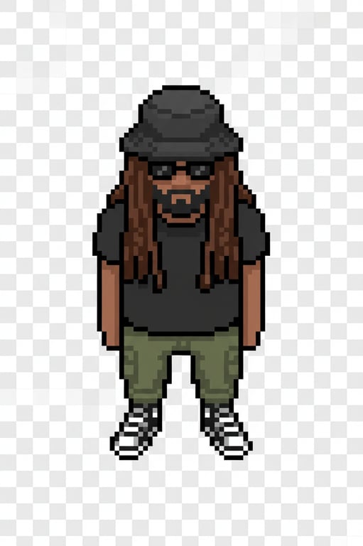 create a top-down pixel art character sprite for RPG games. use low-resolution pixel grid, simplified body proportions, flat colors, no gradients, clear outline, readable silhouette from above, designed for tile-based movement and animation