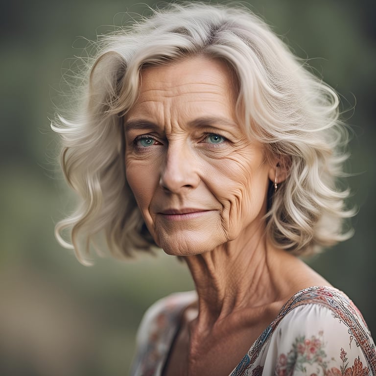 AI wrinkle remover filter before photo - influencer photo with forehead lines and texture