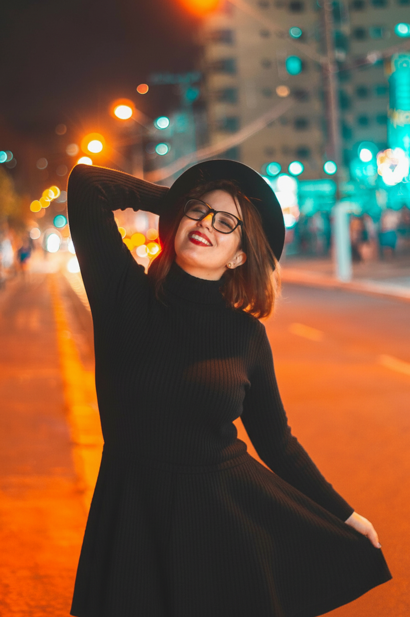 AI lingerie filter before photo - portrait in casual outfit before lingerie transformation