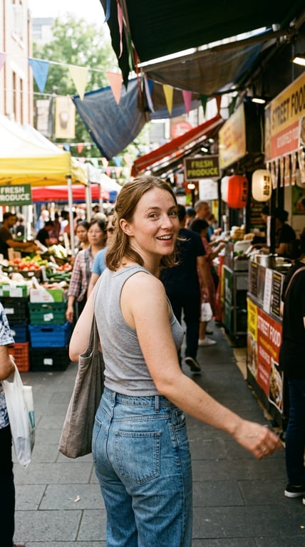 Convert the bustling scene int...