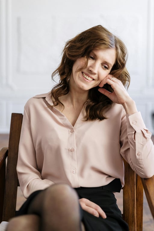 White Party Outfits filter before photo - neutral portrait in standard clothing with simple background
