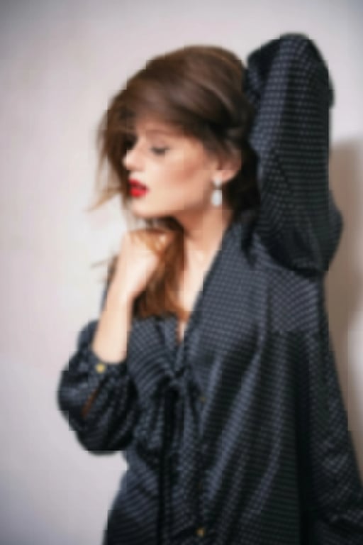 AI pixelate image filter after transformation - full body photo converted into low-res pixel art