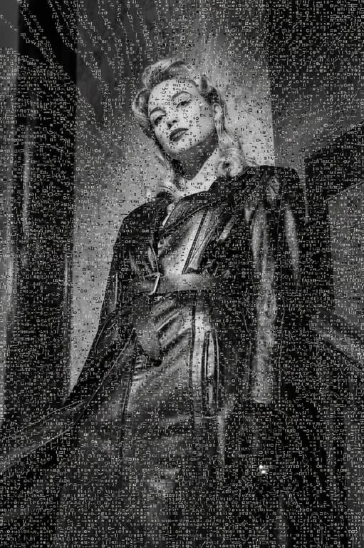 A dynamic ASCII art of a musical note or instrument, where the flow of characters (e.g., =, |, o) suggests both shape and sound waves.