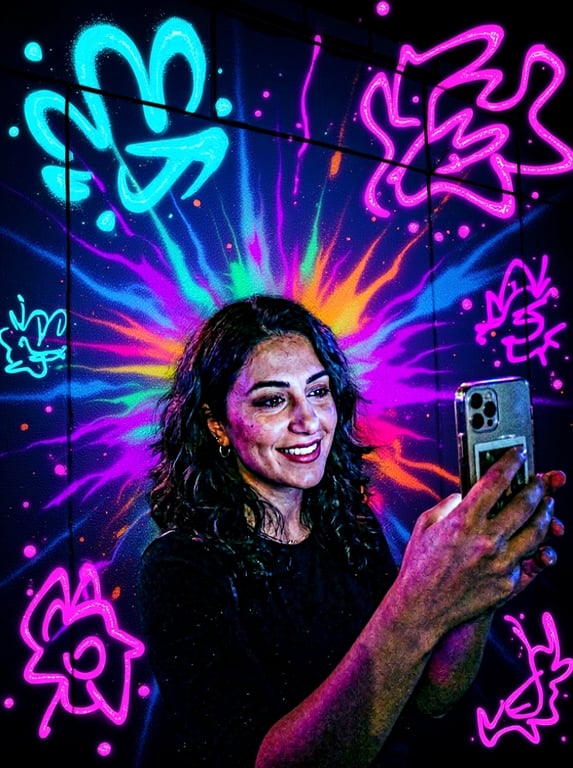 Reimagine this bar selfie as a...