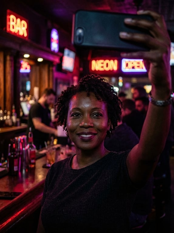 Enhance this bar selfie while ...