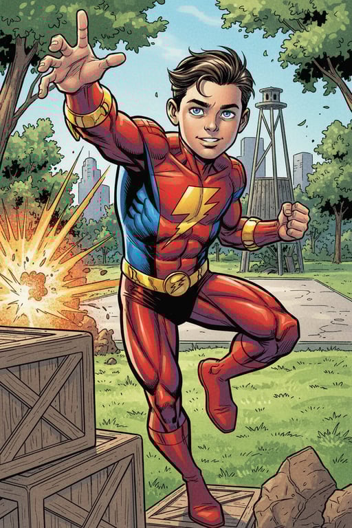 a portrait of a person transformed into a Marvel Comics–style superhero illustration using strong ink lines, exaggerated features, comic shading logic, and traditional western comic visuals