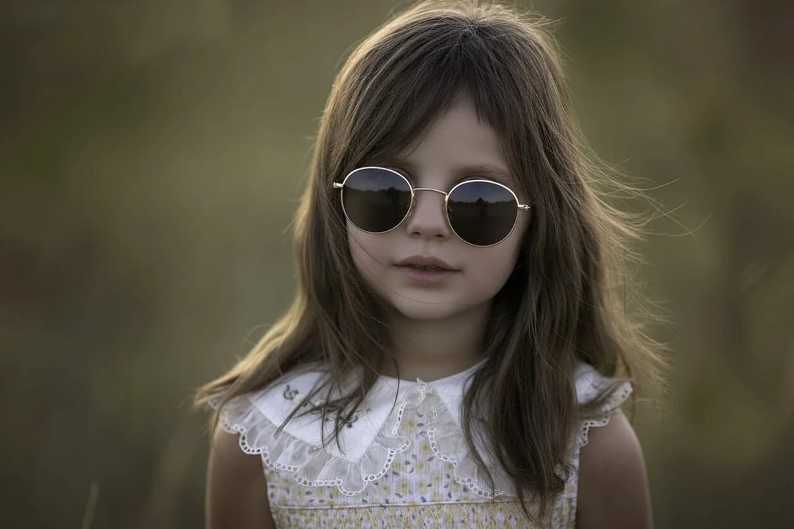 AI add glasses filter after transformation - outdoor photo with AI simulated sunglasses