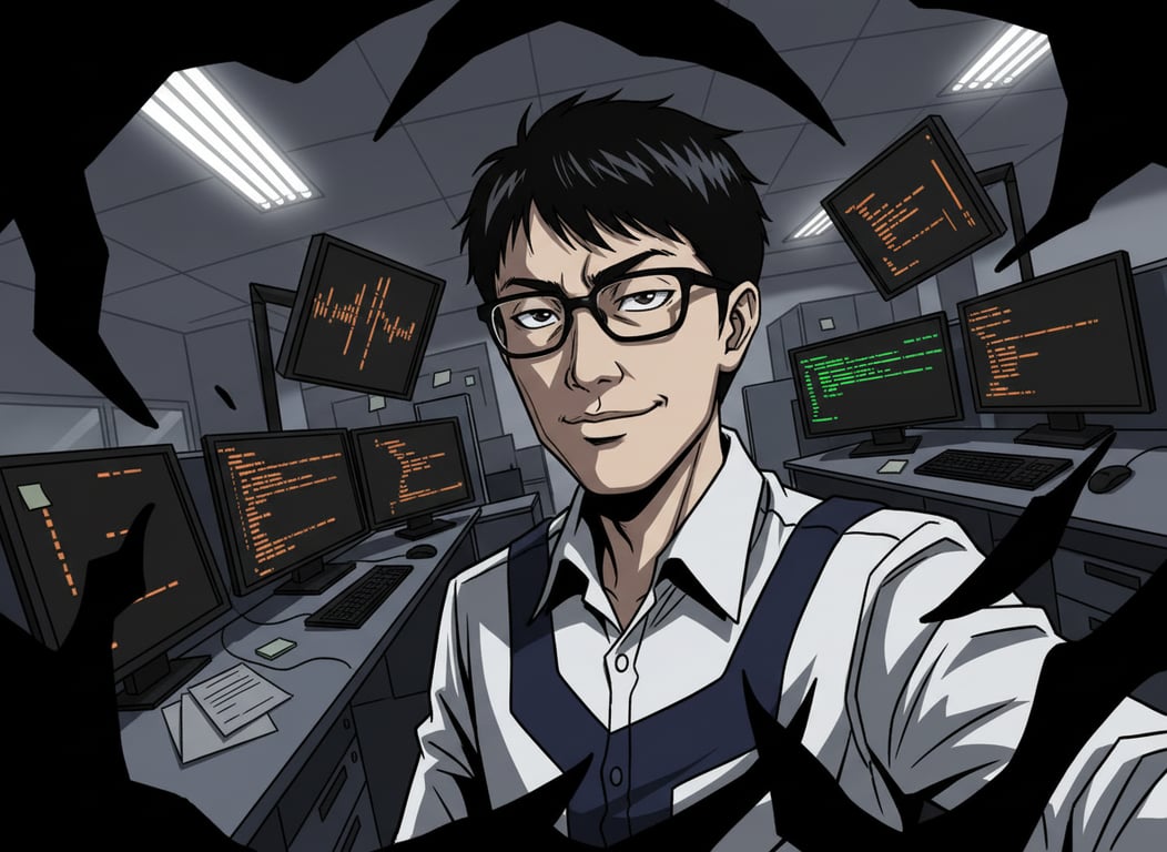 Convert this office selfie int...