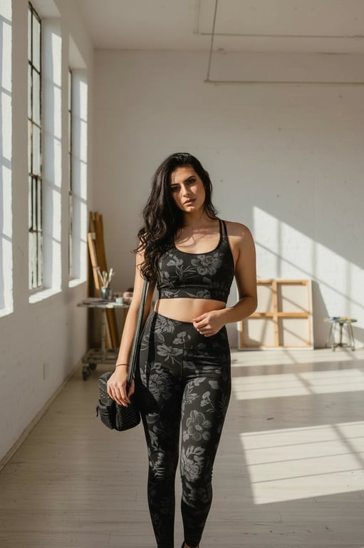 Gym Outfit filter before photo - portrait with simple styling and natural shadows