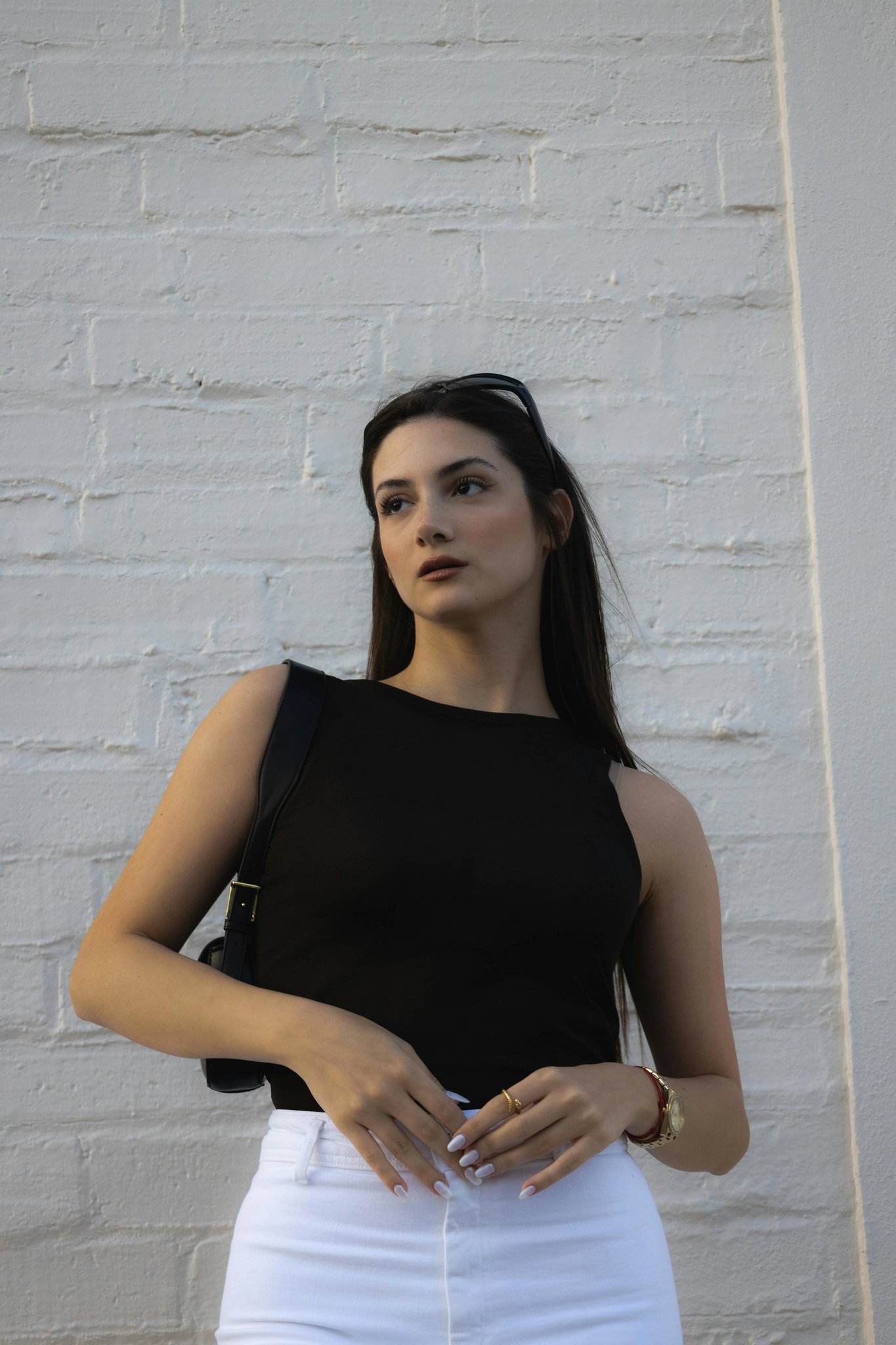 AI rainbow air filter before photo - casual portrait before soft light overlay