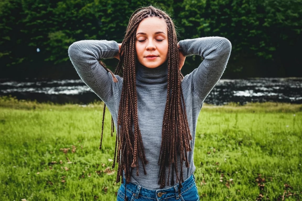 AI bold glamour filter after transformation - outdoor photo transformed with polished glam tones