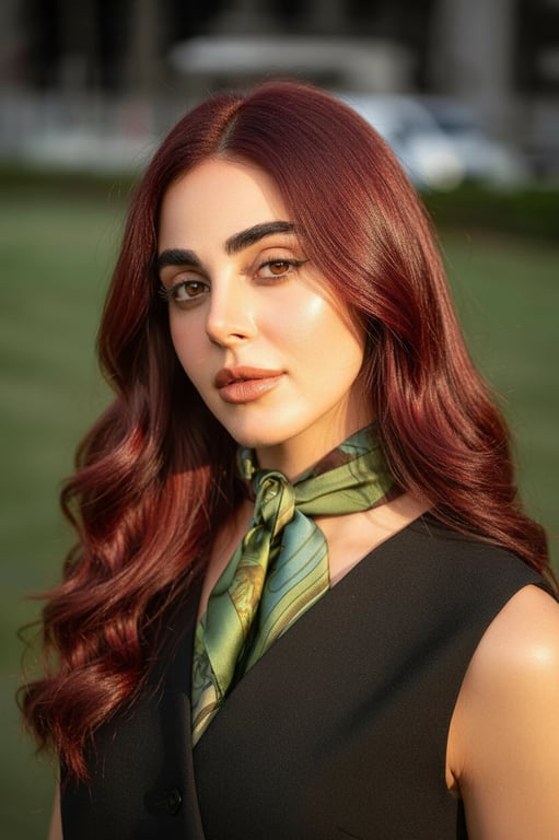 hair color filter after transformation - portrait with red curly hair and enhanced dimension