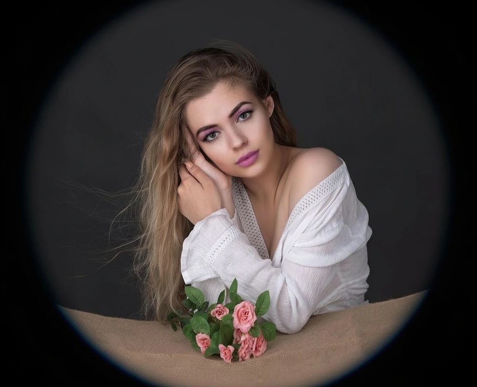 AI fisheye lens filter after transformation - creative portrait enhanced with round fisheye style